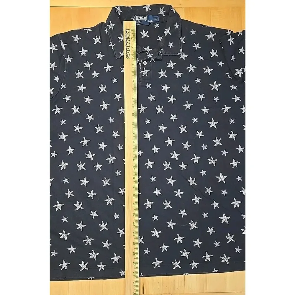 Vintage Polo Ralph Lauren Polo Shirt Mens Size XXL Navy Starfish All Over Print